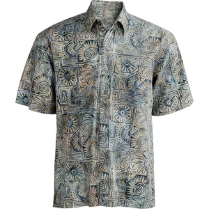 เสื้อเชิ้ตฮาวายลายบาติกสำหรับฤดูร้อน คอตั้ง แขนสั้น ผ้าฝ้ายออร์แกนิคถัก ระบายอากาศได้ดี รับทำโลโก้ตามสั่ง ODM - Product Image 4