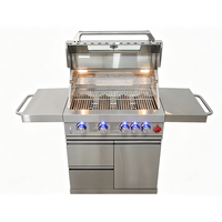 Barbecue à gaz 5 brûleurs, barbecue autonome en acier inoxydable avec tiroirs de rangement et robinet d'arrêt de sécurité pour cuisine extérieure