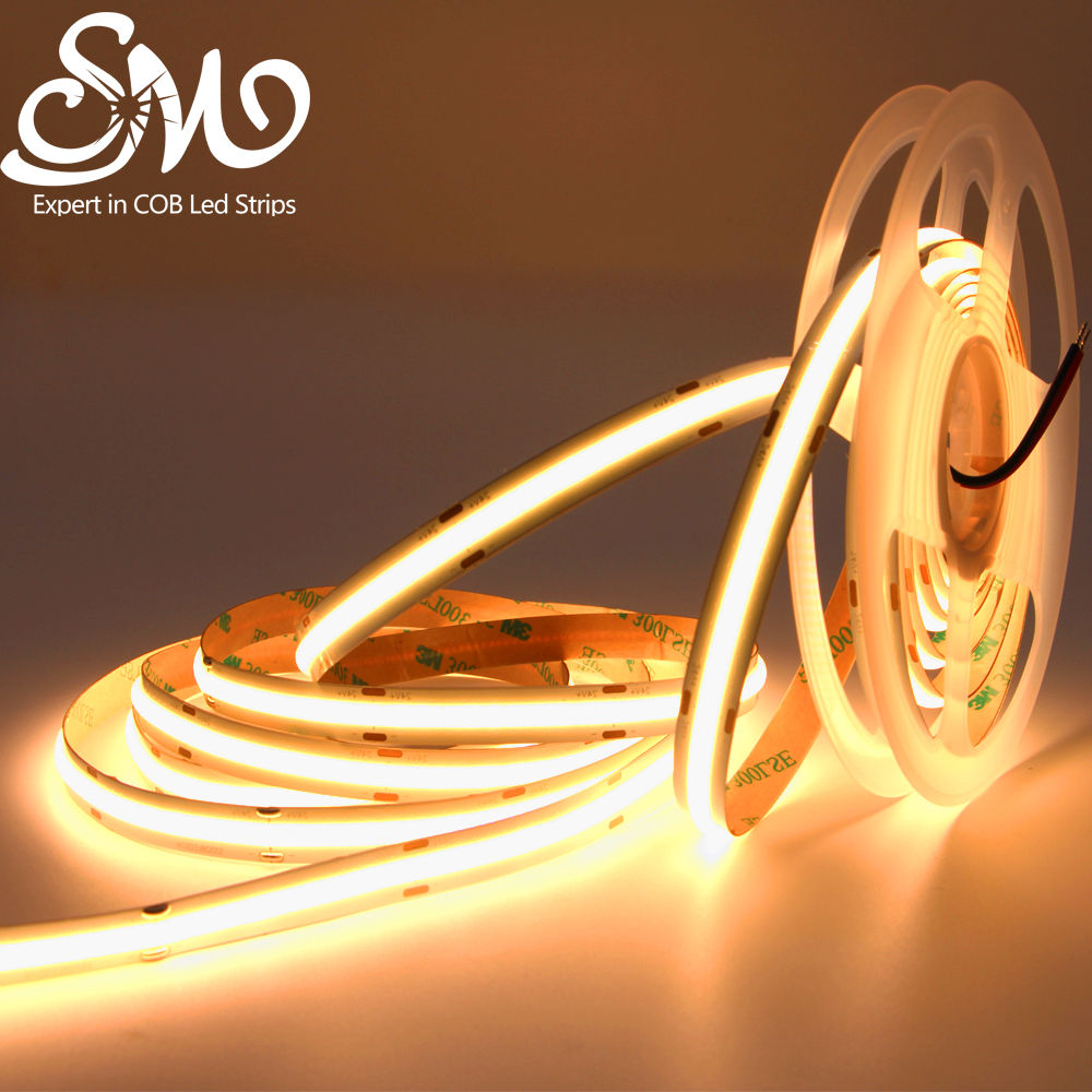 Luce led cob dimmerabile ad alta luminosità dimmerabile dc24v 12v flessibile RGB CCT bianco caldo 10mm 5m 10m led cob strip