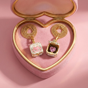 Collana in Rame Placcato Oro 18k con Ciondolo Quadrato Apribile, Catena per Clavicola in Stile Europeo <span class=keywords><strong>e</strong></span> Americano, Regalo per la Festa della Mamma - Product Image 2