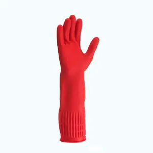 Gymda sarung tangan karet bening 38cm, sarung tangan panjang rumah tangga, sarung tangan mekanik pembersih menggunakan karet steril