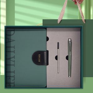 Gifts New Luxury Business Custom Logo Embossed A5 Notebook Strap <b>Pen</b> Holder PU Leather Gift <b>Box</b> for Company Events Meetings - Product Image 1