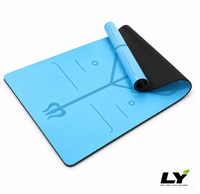 Tapis de yoga d'alignement TPE 185x66cm 6mm, avec guide de pose et base antidérapante noire pour yoga, pilates et usage domestique