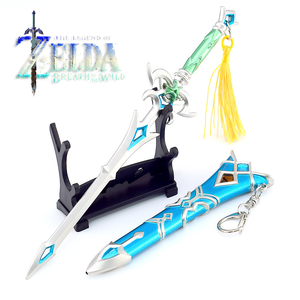 La légende de <span class=keywords><strong>Zelda</strong></span> Zora épée 22CM gainée entièrement en métal à collectionner décor de bureau épée porte-clés arme modèle enfants épée acier - Product Image 1