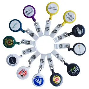 Bestom Whosale Retractable ABS Badge Holder Reel Keychain With Customized Logo And Custom Name Badge Reel