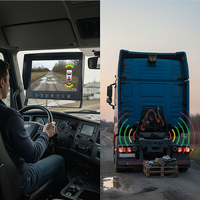 Système de stationnement à capteur radar numérique avec moniteur AHD 7 pouces | 4 capteurs ultrasoniques de détection d'obstacles pour camion et bus, caméra de recul 9-36V