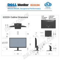Monitor Desktop LED Del E2222H 21.5" Full HD 16:9 Baru DP+VGA 1920x1080 Panel VA Bisnis 99% SRGB Anti-Cahaya Biru Garansi 3 Tahun Hitam