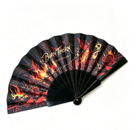 Éventail Pliant Portable en Plastique BSBH, Esthétique Sombre, Motif Rose Rouge Flamboyant et Épines, Idéal pour Festival de Musique, Accessoire Photo Gothique, Personnalisable