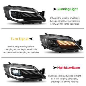 Gruppo Fari a LED per Subaru Impreza WRX <span class=keywords><strong>Sti</strong></span> <span class=keywords><strong>2008</strong></span>-2014, LED DRL, Indicatori di Direzione, Lente Proiettore, Accessori Auto, Faro Anteriore - Product Image 4