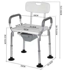 Robuster, höhen verstellbarer Aluminium-Dusch hocker Bad Bank Kommode Dusch stuhl für ältere und behinderte Menschen