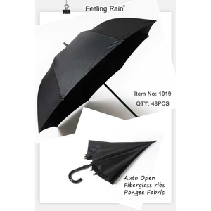 Parapluie long de gros, polyester, 8 baleines, noir, modèle Feeling Rain 6065 - Product Image 3