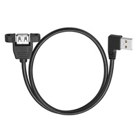Bochara 90 grados a izquierda USB 2,0 Cable de extensión macho a hembra con montaje en panel de tornillo 24AWG + 28AWG 30cm 50cm 1m