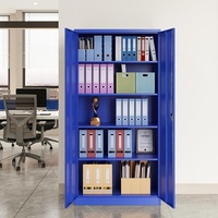 Armoire de rangement en métal à 2 portes verrouillable en acier bleu 4 étagères réglables Home School Living Room Garage Tool Utility Organization