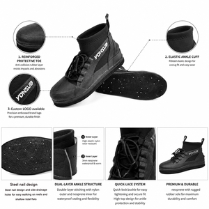 Stivali da Pesca OEM ODM con Suola in Feltro e Borchie in Acciaio, <span class=keywords><strong>Scarpe</strong></span> Antiscivolo in Neoprene Premium per Pesca in <span class=keywords><strong>Mare</strong></span>, Produzione all'Ingrosso - Product Image 5