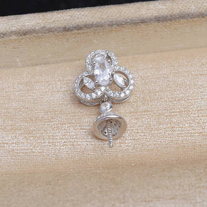 Pendentif en argent S925 avec zircon, accessoire de bricolage pour bijoux en perles, feuille de trèfle de 10 à 12 mm, tête enveloppée, JG5986, plaqué, emballage en sachet - Product Image 4