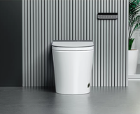 Toilette de salle de bain moderne de luxe, monobloc en céramique, à poser au sol, avec siphon en S, chasse d'eau automatique, bidet intelligent, siège chauffant, télécommande