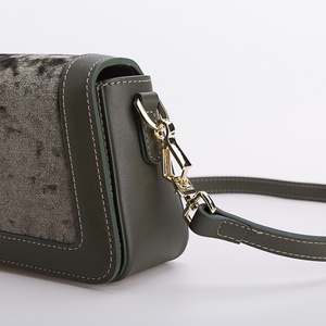 Bolso cruzado de terciopelo de cuero Pu de lujo para mujer con dos correas Bolso de hombro Satchel - Product Image 4