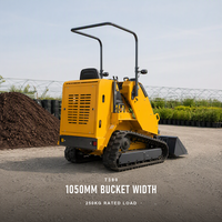 Mini-Kompaktlader T390 mit Raupenantrieb für Landschaftsbau, Gärtnerei und Hofarbeit, 250kg Nennlast, Benzinmotor, EPA EURO5