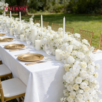 Chemin de table floral artificiel blanc de qualité supérieure pour allée de mariage