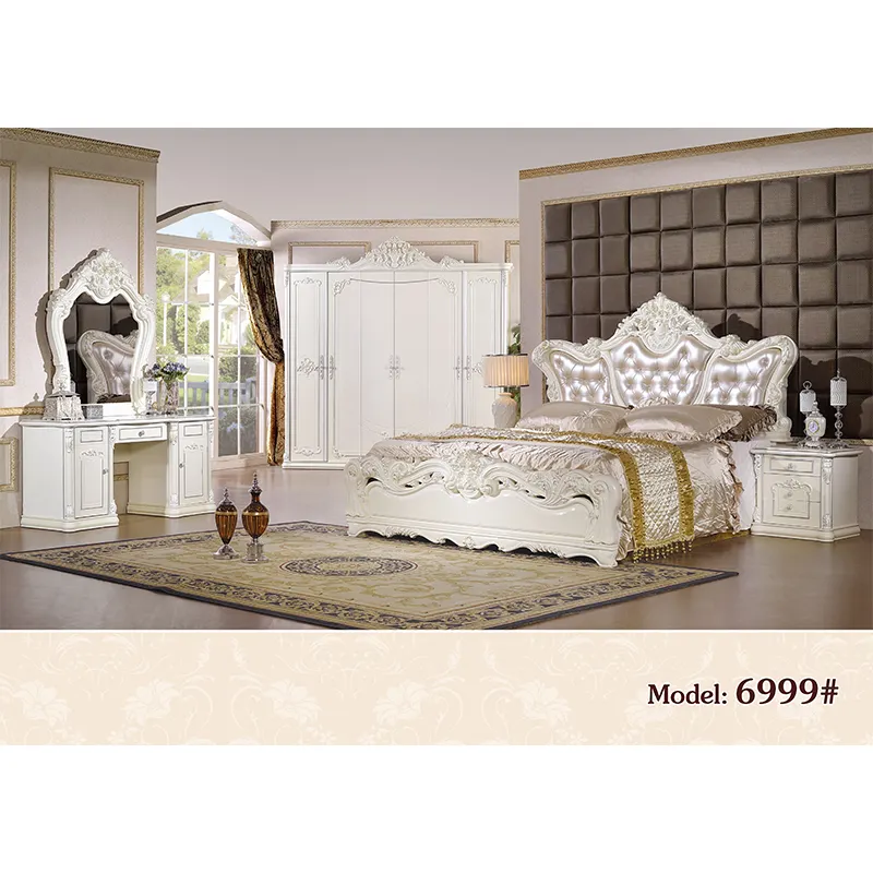 Conjunto de dormitorio de diseño moderno turco, muebles de dormitorio blanco de alto brillo extra grande, superventas