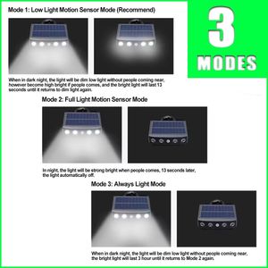 強力な4LED IP65ソーラーセキュリティライト屋外装飾センサーモーション<span class=keywords><strong>3</strong></span>モード充電式防水街路灯壁ナイトライト - Product Image 3