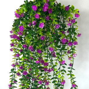Vignes artificielles d'eucalyptus et de camélia, fleurs en plastique, décoration murale pour la maison, 2 pièces - Product Image 4