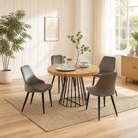 Table à manger extensible en MDF noir naturel de style industriel, avec base en acier robuste, pour salle à manger et cuisine, livraison directe d'usine