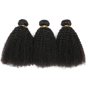 100% Chưa Qua Chế Biến Lớp Biểu Bì Phù Hợp Afro Xoăn 12A Nguyên Brazil Bó Tóc Với Ren Trong Suốt Đóng Cửa Phần Mở Rộng Tóc Người - Product Image 2