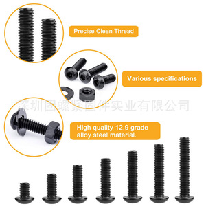 305Pcs American Standard Black Pan Head Hex Socket Screws With Nuts And Washers 1/4-20 Thread Size Industrial Grade - Product Image 3