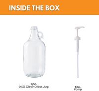 Distributeur de lessive en verre, bidon d'un demi-gallon (64 oz), pompe à lessive rechargeable pour savon, sirop, adoucissant