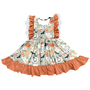 Vestido de Niña con Estampado de Leche de Leña y Volantes, Vestido Casual sin Mangas con Lazo para Bebés y Niñas Pequeñas para Fiestas - Product Image 1