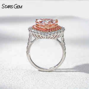Anillo de Diamantes Rosados en Oro Rosa de 6 Quilates con Corte de Corazón y Halo de Piedras Laterales, Estilo Lindo para Mujer, de Starsgem - Product Image 4