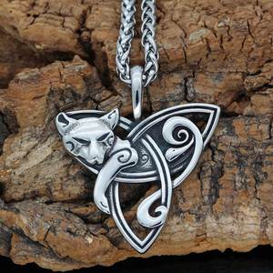 Gold Plated Stainless Steel <b>Celtic</b> Viking Vintage Nordic Animal Fox Pendant <b>Necklace</b> with Link Chain for Anniversary - Product Image 5
