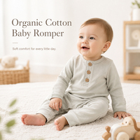 100% biologisch katoenen baby onesies & rompers, baby romper met drukknoopsluiting