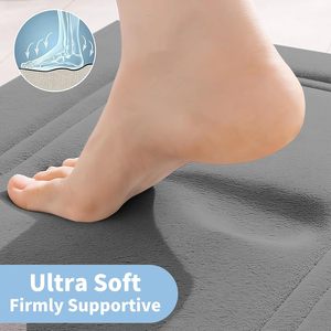 Tapis de bain en mousse à mémoire de forme Cupic Cupid, gris foncé, rectangulaire, antidérapant, lavable en machine, tapis de salle de bain - Product Image 3