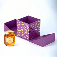 Boîtes cadeaux en papier magnétique de luxe vides, personnalisées, avec logo imprimé en UV, design à double porte rigide, pour emballage alimentaire de pots de miel solides