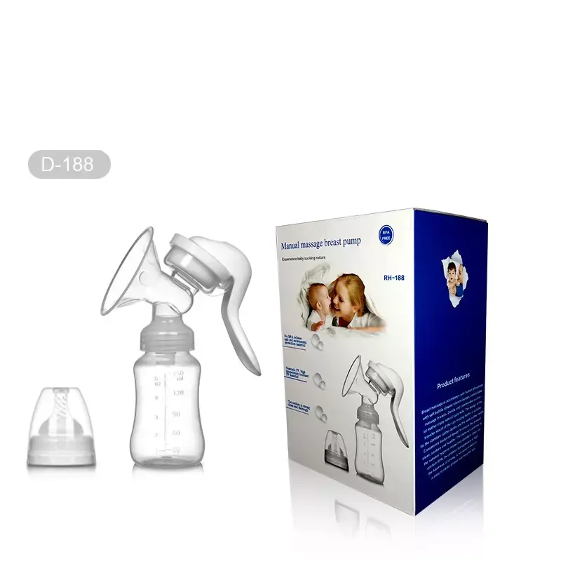 Big Volume Durable Using Adjustable Portable Silicone Milk Manual Breast Pump With Breast Massager