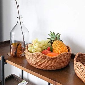 RLL Doğal 3 Parçalı Rattan Ekmek Meyve Sepeti Seti Bambu Dokuma Saklama Kaseleri Mutfak Tezgahı Düzenleyici Dekoratif Hediye - Product Image 4