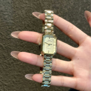 Montre à quartz carrée minimaliste pour femme, élégante et tendance, avec bracelet en acier inoxydable - Product Image 1