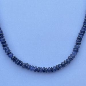 8mm 10mm Natural Blue Iolite Smooth Rondelle Beaded Gemstone Strand Necklace <b>Gold</b> Plated AAA Quality Ethnic Gift Wedding Jewelry - Product Image 2