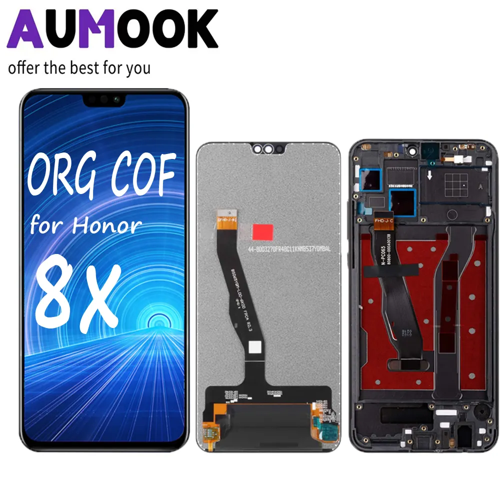 AUMOOK Original COF LCD Display screen Digitizer Assembly with frame for huawei honor 8X Y9 2019 for huawei mobile phone LCDs