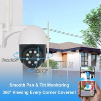 Caméra de sécurité extérieure sans fil PTZ 2MP, étanche, 360° °   Caméra de surveillance intelligente à vision nocturne HD avec couverture panoramique