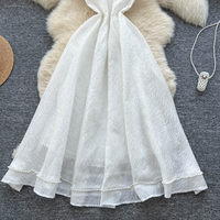 Robe élégante sans manches pour femme WIWT, coupe trapèze, avec décorations en perles, taille haute, longue et fluide, robe décontractée pour tous les jours et les soirées