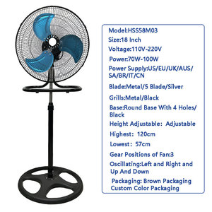 Quạt công nghiệp 3 trong 1, điều khiển từ xa, công suất 70W-100W, động cơ tốc độ cao, cánh quạt kim loại, 3 hoặc 6 cánh, quạt công nghiệp 3 trong 1 - Product Image 2