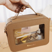 Trousse de toilette imperméable à l'eau en PVC PU pour voyage, trousse de toilette cosmétique portable transparente à fermeture éclair, trousse de lavage pour maquillage