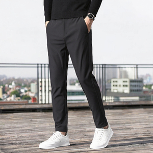 Pantalon décontracté pour homme, taille plus, coupe slim, taille élastique, polyester - Product Image 3