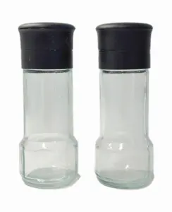 Hot Selling 120ML Salt and Pepper Ceramic Grinder Glass Bottle with Black Cap