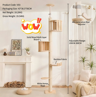Nouvelle Conception Tour d'escalade en bois et sisal du sol au plafond avec mobilier d'appartement et plateforme de saut, Maison pour animaux, Arbre à chat