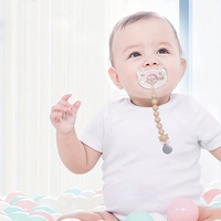 Articles pour bébés mignons et non toxiques, indispensables : attache-sucette pour nouveau-né avec motif d'éléphant, clip pour sucette en silicone de qualité alimentaire souple