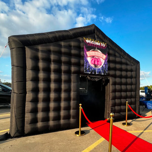 Carpa Inflable Negra Personalizada para Discoteca con Cortina en la Puerta, Carpa Inflable Cúbica para Eventos y Fiestas al Aire Libre para Alquiler - Product Image 1